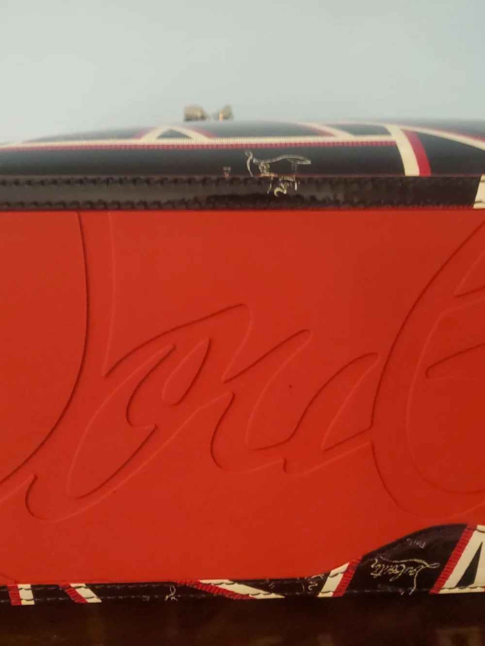 Christian Louboutin Black, Red & Cream Geometric Patent Tote